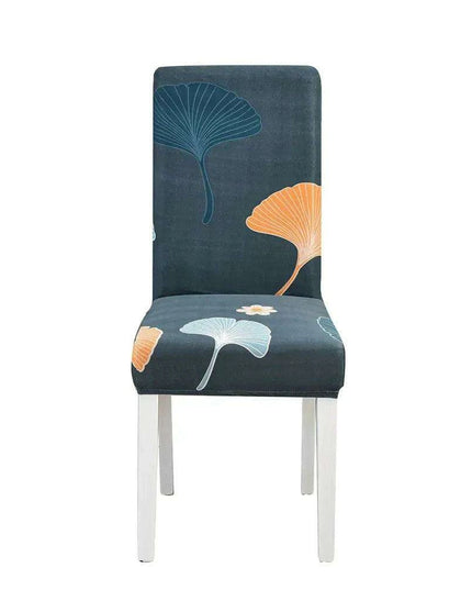 Elegant Geometric Blue-Grey Stretch Chair Covers for Stylish Dining Experiences