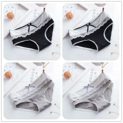 Elegant Lace Briefs Set for Teens – 4-Pack Comfort Underwear for Ages 9-20