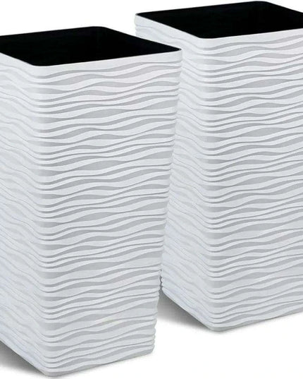 Chic White Square Planter Set - Stylish Addition for Any Space