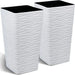 Modern White Tapered Plant Pots Set of 2 - Large Square Design for Indoor and Outdoor Use