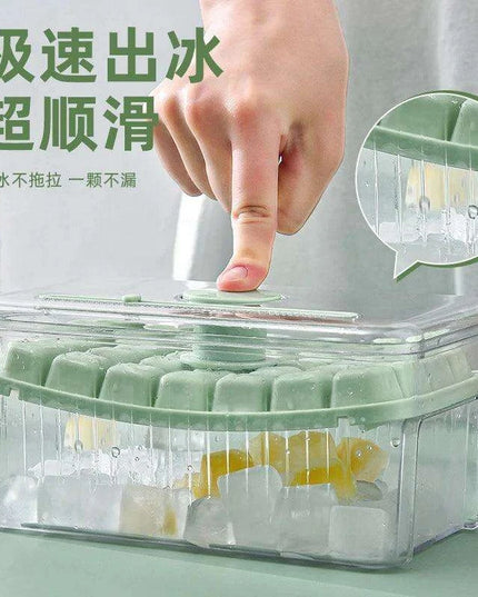 30-Grid Push-Button Ice Cube Tray - BPA-Free Lidded Mold for Quick Ice Release