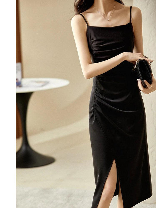 Elegant Strappy Midi Bodycon Dress with Stylish Side Split