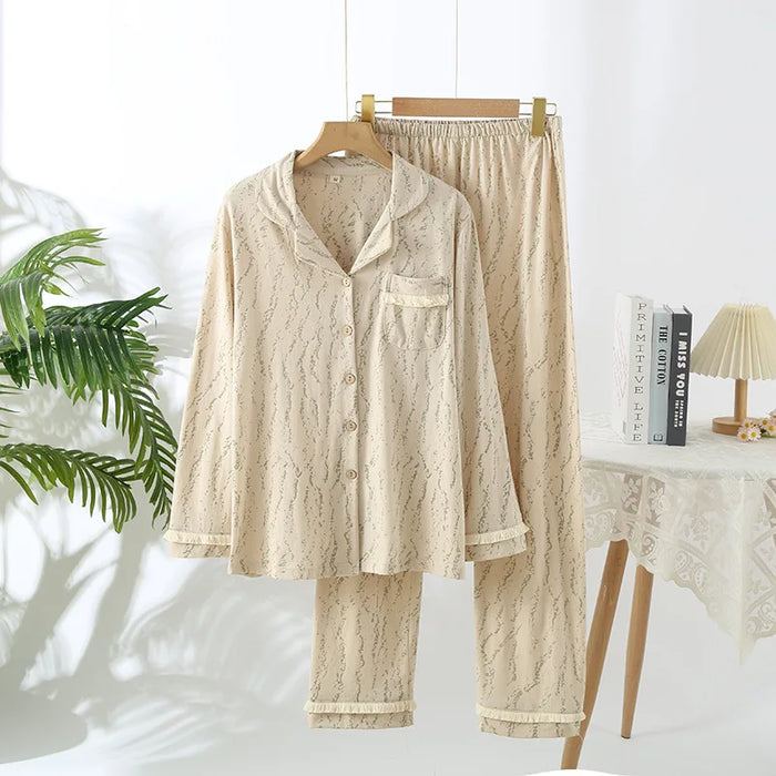 Luxurious Spring Cotton Two-Piece Nightwear Set: Stylish Pajamas for Him and Her