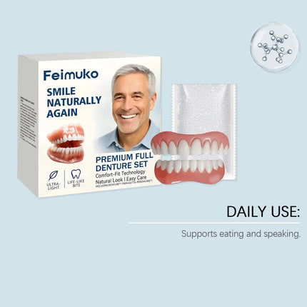 Natural-Look Silicone Upper and Lower Denture Set