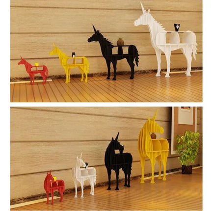 PVC Creative Bookshelf Unicorn Sculpture Shelf Entrance Table Shop Win