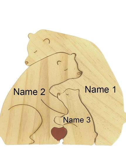 Customizable Bear Family Wooden Puzzle - A Unique Keepsake to Celebrate Family Love