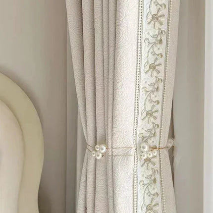 Cream Chenille French Curtains with Sheer Tulle Option | Très Élite