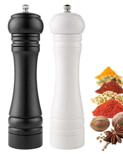 Sustainable 8-Inch Wooden Salt and Pepper Mill with Adjustable Ceramic Grinding Mechanism