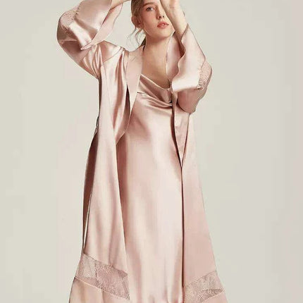 Silk Elegance Nightwear Set - Opulent Dress and Robe for Sophisticated Women