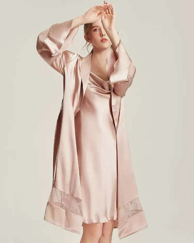 Silk Elegance Nightwear Set - Opulent Dress and Robe for Sophisticated Women
