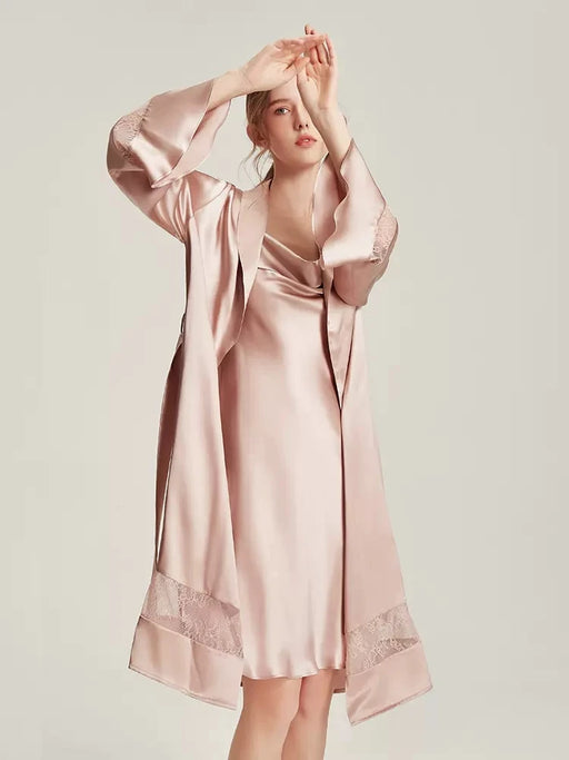 Silk Luxe Sling Dress and Robe Set for Women