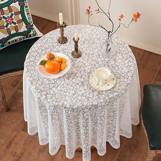 Shop1102252490 Vintage Floral Lace Tablecloth - 180cm Round, Elegant D