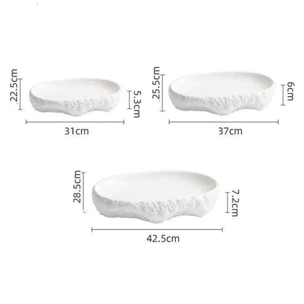 Nature-Inspired Textured White Ceramic Dinner Plate for Elegant Dining