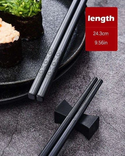 Elegant Black Sakura Fiber Chopsticks - Perfect for Sushi & Noodle Lovers