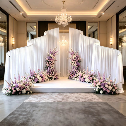 Wave Shape Metal Iron Arch Stand Luxury Backdrop Frame Wedding Party Photo Booth Background Decoration Props for Outdoor Event wave-shape-metal-iron-arch-stand-luxury-backdrop-frame-wedding-party-photo-booth-background-decoration-props-for-outdoor-event