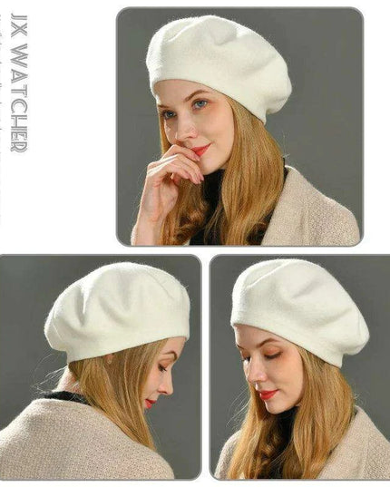 Elegant Cashmere Blend Beret - Trendy Winter Hat for Fashion-Forward Women