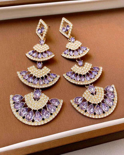 Vibrant Heart-Shaped Crystal Drop Earrings - Dazzling Rhinestone Statement Jewelry for Women with Bold Oversized Charm