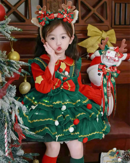 Enchanted Winter Velvet Princess Dress for Girls with Elegant Layered Design