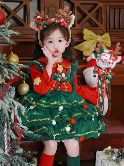 Enchanted Winter Velvet Princess Dress for Girls with Elegant Layered Design