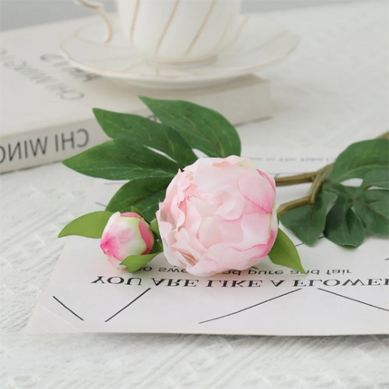 Artificial Peony Stem with Bloom & Bud, 47 cm
