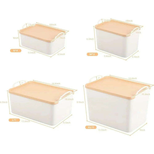 Versatile 8-Piece White Plastic Storage Bins Set for Ultimate Organization