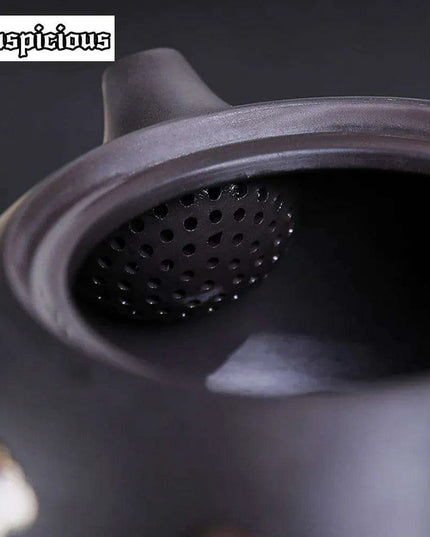 170ml Handcrafted Color-Changing Purple Clay Teapot with Dragon and Phoenix Design