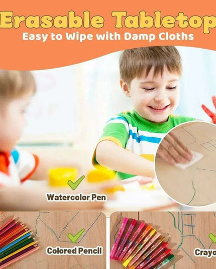 Adjustable Kids Art & Craft Table Set with Waterproof Clean Surface - Ideal for Ages 3-8