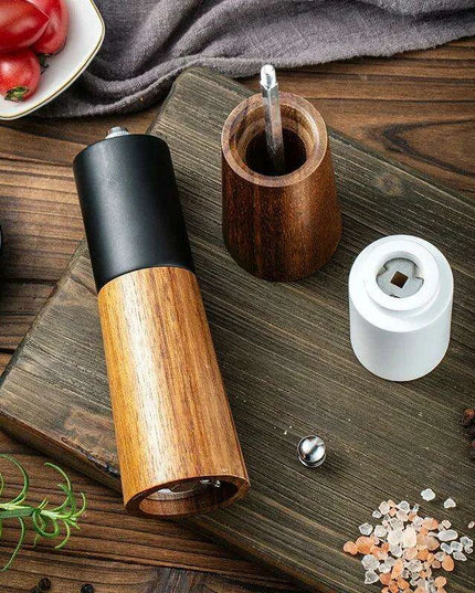 Sophisticated 6-Inch Wooden Salt and Pepper Grinder with Adjustable Grinding Mechanism