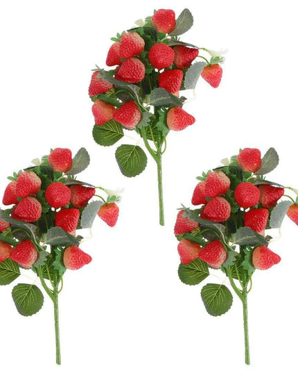 Artificial Strawberry Blossom Bouquet - Set of 3