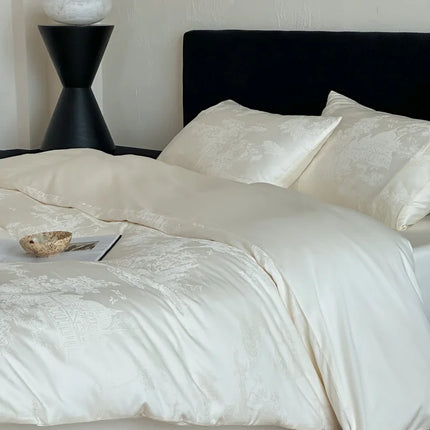Long Staple Cotton Jacquard Bedding Set – Luxury Duvet Cover, Bedsheet & Pillowcases