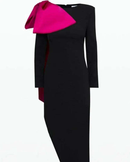 Elegant DEAT Tailored Evening Gown with Bold Bowknot and Sassy Side Slit for Women - Fall 2024 Collection 35Z387