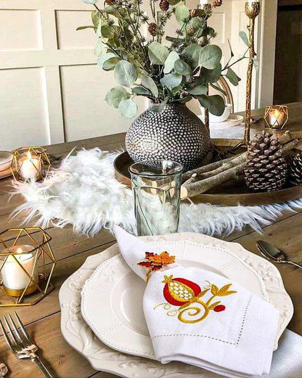 Pomegranate Elegance Hemstitch Napkin Set for Stylish Dining Experiences