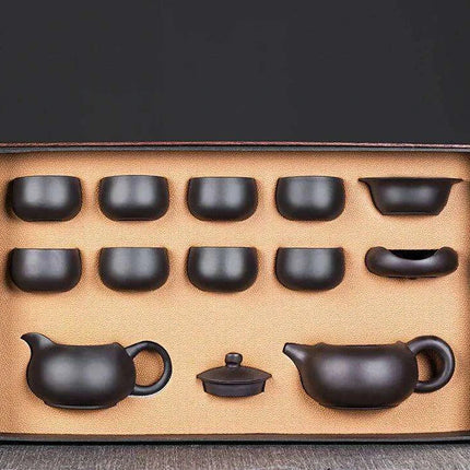 Elegant Vintage Purple Clay Tea Set with Luxurious Gift Presentation for Discerning Tea Lovers