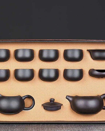 Elegant Vintage Purple Clay Tea Set with Luxurious Gift Presentation for Discerning Tea Lovers
