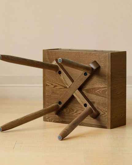 Elegant Walnut Mid Century Modern Bedside Table with Storage Drawer - Premium Solid Ash Wood Nightstand for Bedroom and Dorm Room