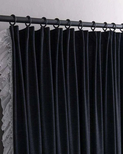 Luxurious French-Style Black Velvet Lace Blackout Drapes with Romantic Ruffles for Stylish Interiors
