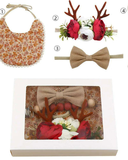 Charming Holiday Floral Baby Bib Set with Pacifier Clip - Perfect Christmas Gift