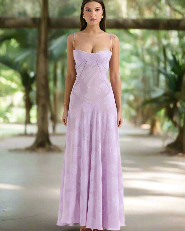 Stunning Backless A-line Maxi Dress with Adjustable Straps – Ideal for Celebratory Events & Summer Gatherings