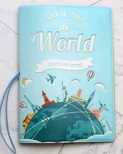 Chic 3D Printed Passport Holder with Card Slots and Faux Leather Texture