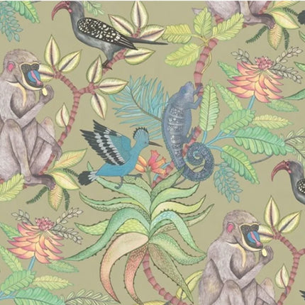 Tropical Monkey Wall Mural – Custom-Size, Multiple Finishes