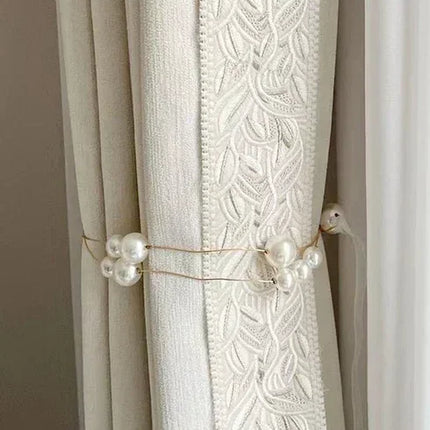 Cream Chenille French Curtains with Sheer Tulle Option | Très Élite