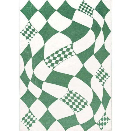Elegant Green Checkerboard Area Rug for Sophisticated Home Interiors