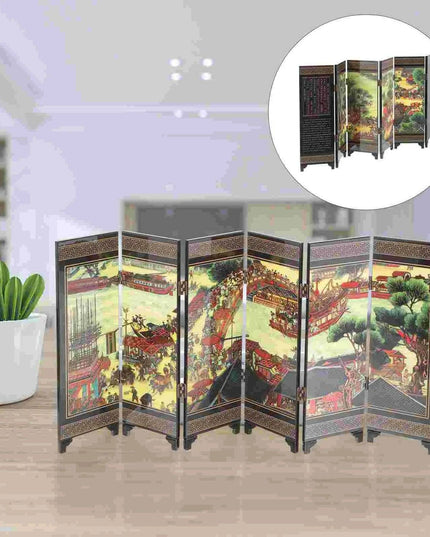 Vintage Chinese Mini Folding Desk Screen - Elegant Room Divider for Home and Office