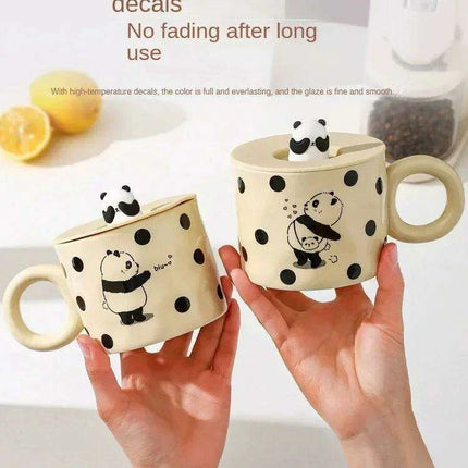 Charming Panda Pair Ceramic Coffee Mugs - A Delightful Duo