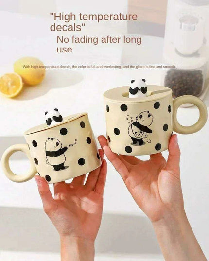 Charming Panda Pair Ceramic Coffee Mugs - A Delightful Duo