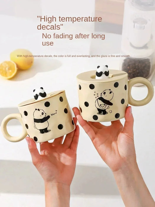Panda-themed Ceramic Coffee Mugs Set - Cute Couple's Gift Idea