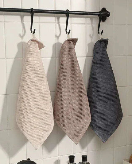 Luxurious Honeycomb Cotton Hand Towels - 2-Pack Absorbent Kitchen Essentials