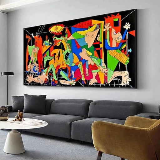 Picasso-Inspired Large Abstract Art Canvas - Vibrant Decor Piece with Waterproof Finish and Custom Sizing