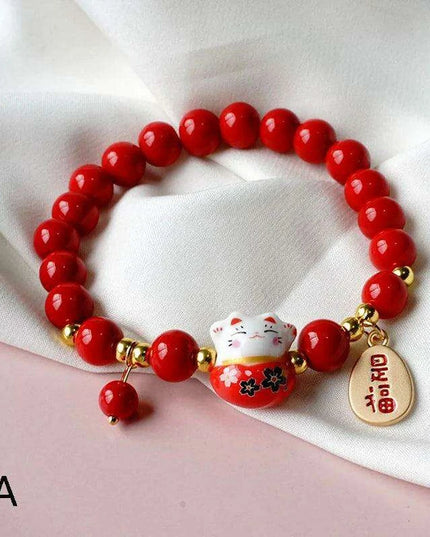 Charming Maneki Neko Luck Bracelet - A Joyful Gift for Women and Girls