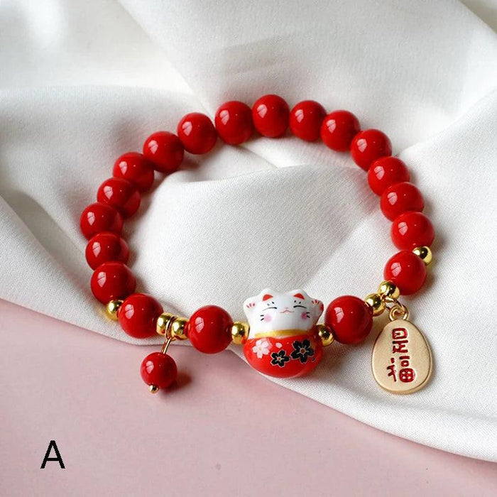 Charming Maneki Neko Luck Bracelet - A Joyful Gift for Women and Girls